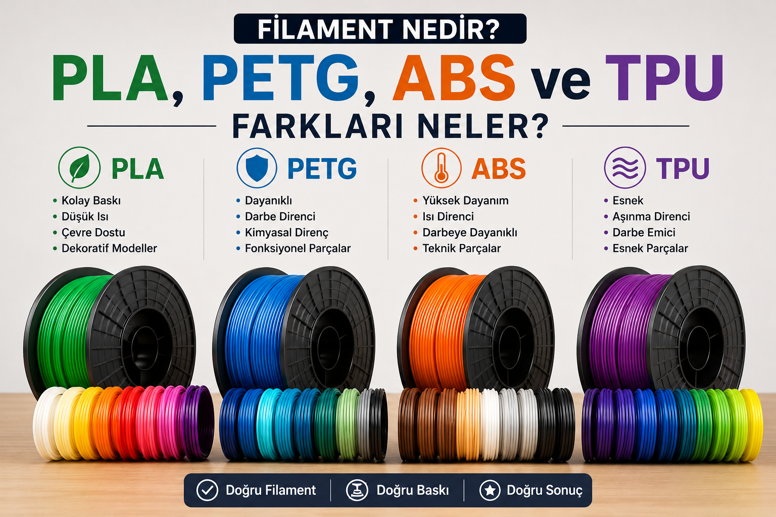 Filament Nedir? PLA, PETG, ABS ve TPU Arasındaki Farklar